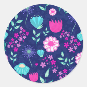 Schattigee bloemenpatroon achtergrond ronde sticker