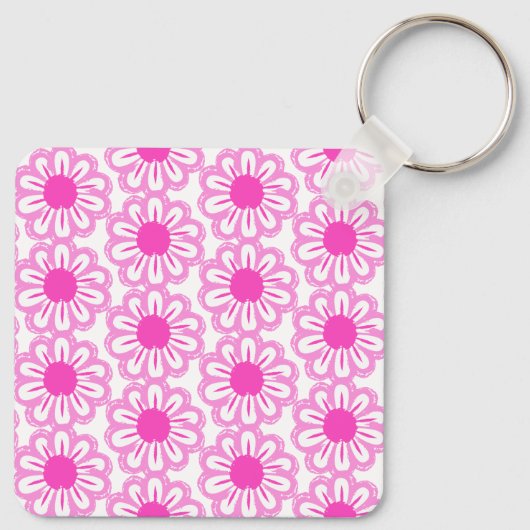 Schattigee bloemenpatroon achtergrond sleutelhanger (Achterkant)