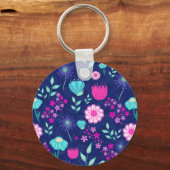 Schattigee bloemenpatroon achtergrond sleutelhanger (Achterkant)