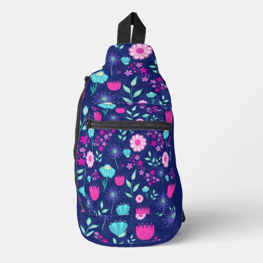 Schattigee bloemenpatroon achtergrond sling bag (Voorkant)