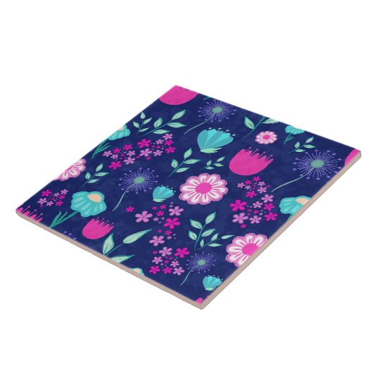 Schattigee bloemenpatroon achtergrond tegeltje (Zijkant)