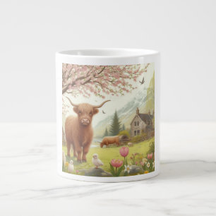 Schattigee, bloemenrijke / voorjaar Highland koe Grote Koffiekop
