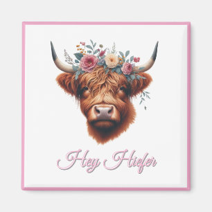 Schattigee, bloemenrijke / voorjaar Highland koe Magneet