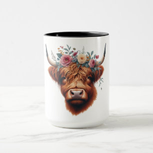 Schattigee, bloemenrijke / voorjaar Highland koe Mok