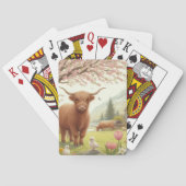 Schattigee, bloemenrijke / voorjaar Highland koe Pokerkaarten (Achterkant)