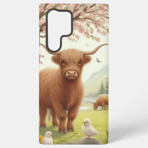 Schattigee, bloemenrijke / voorjaar Highland koe Samsung Galaxy Hoesje