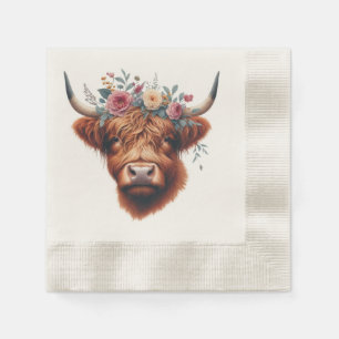 Schattigee, bloemenrijke / voorjaar Highland koe Servet