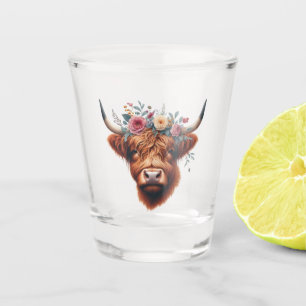Schattigee, bloemenrijke / voorjaar Highland koe Shot Glas