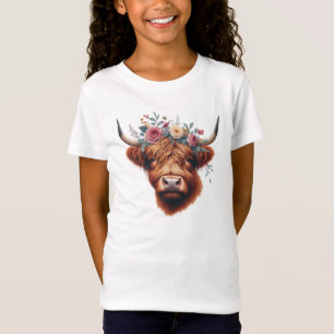 Schattigee, bloemenrijke / voorjaar Highland koe T-shirt