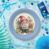 Schattigee bloementuin party gnoom papieren bordje (Feest)