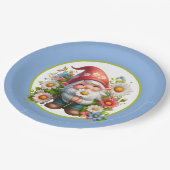 Schattigee bloementuin party gnoom papieren bordje (Gekanteld)