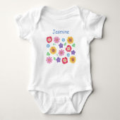 Schattigee bloementuin Zachte kleuren Baby Bodysui Romper (Voorkant)