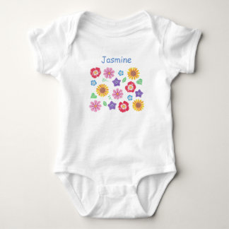 Schattigee bloementuin Zachte kleuren Baby Bodysui Romper