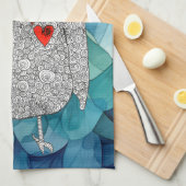 Schattigee Bloemenuil Keukenhanddoek (Quarter Fold)