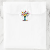  Schattigee Bloemenvaas Bloemen Assortiment Envelo Ronde Sticker (Tas)