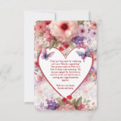 Schattigee Bloemenvlinder Tuinfee Eerste Verjaarda Bedankkaart (Achterkant)