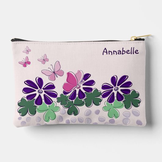 Schattigee Bloemenvlinders Doodle Naam Etui (Achterkant)