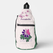 Schattigee Bloemenvlinders Doodle Naam Sling Bag (Voorkant)