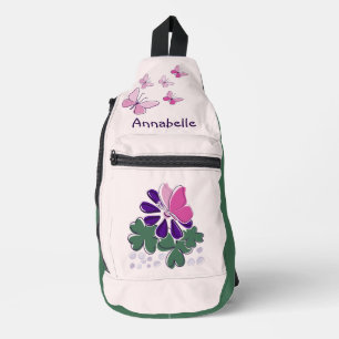 Schattigee Bloemenvlinders Doodle Naam Sling Bag
