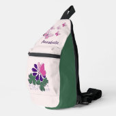Schattigee Bloemenvlinders Doodle Naam Sling Bag (Rechterhoek)