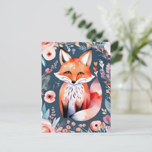 Schattigee bloemenvos briefkaart (Staand voorkant)