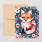 Schattigee bloemenvos briefkaart (Voorkant / Achterkant)