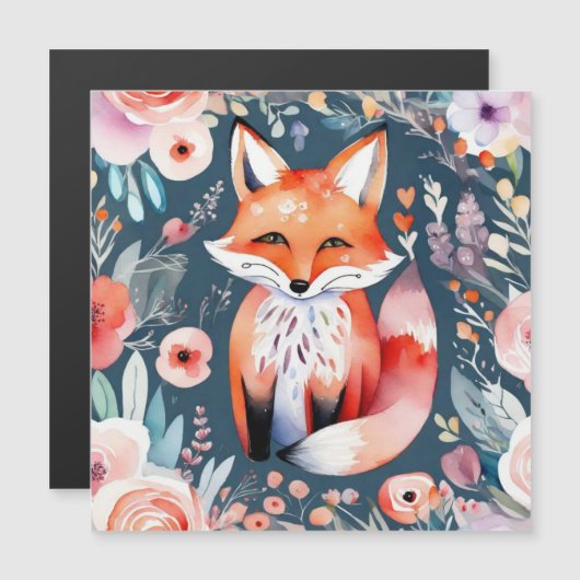 Schattigee bloemenvos magnetische uitnodiging (Voorkant / Achterkant)