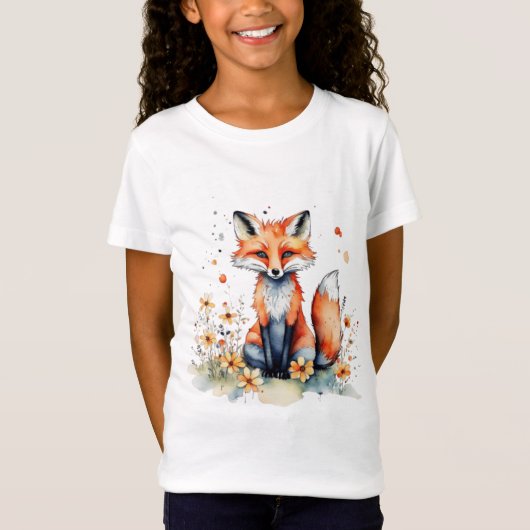 Schattigee bloemenvos t-shirt (Voorkant)