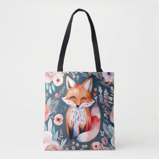 Schattigee bloemenvos tote bag (Voorkant)