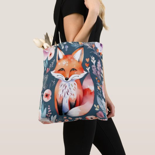 Schattigee bloemenvos tote bag (Dichtbij)