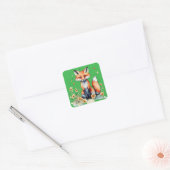 Schattigee bloemenvos vierkante sticker (Envelop)