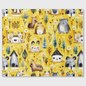 Schattigee bloemhuizen dieren Verpakking Papier (Vlak)