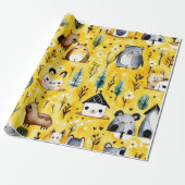 Schattigee bloemhuizen dieren Verpakking Papier (Uitgerold)