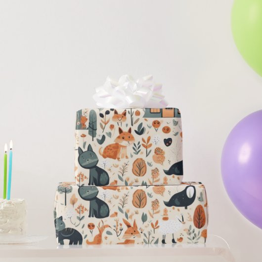 Schattigee bloemhuizen dieren Verpakking Papier (Feestgeschenken)