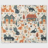 Schattigee bloemhuizen dieren Verpakking Papier (Vlak)