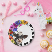 Schattigee bloemige 'Heilige Koe' Verjaardag Papieren Bordje (Feest)