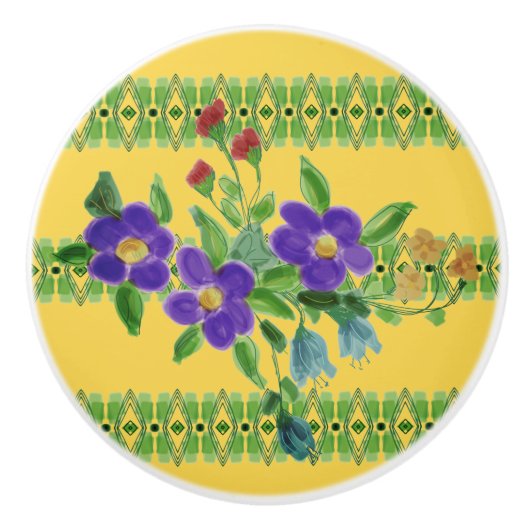 Schattigee bloemige keramische lade pull knop (Voorkant)