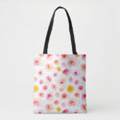 Schattigee bloemige kleurrijke roze oranje canvas tote bag (Voorkant)