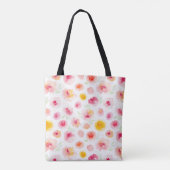 Schattigee bloemige kleurrijke roze oranje canvas tote bag (Achterkant)