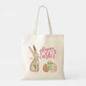 Schattigee bloemige paashaas met eitjes paas Canva Tote Bag (Achterkant)