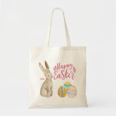 Schattigee bloemige paashaas met eitjes paas Canva Tote Bag (Voorkant)