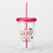 Schattigee bloemige suikerschedels gepersonaliseer acryl drinkbeker (Voorkant)