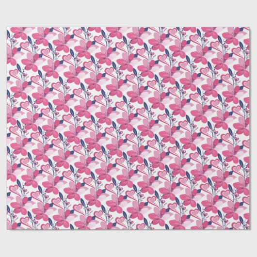 Schattigee bloemliefde cadeaupapier (Vlak)