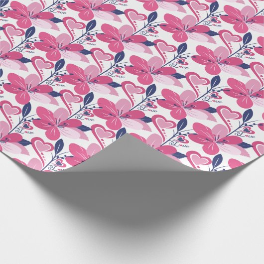 Schattigee bloemliefde cadeaupapier (Hoek)