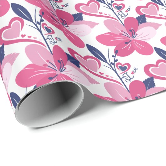 Schattigee bloemliefde cadeaupapier (Rol Hoek)