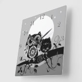 Schattigee Bloemmacht Uilen & aangepaste kloknumme Vierkante Klok (Hoek)