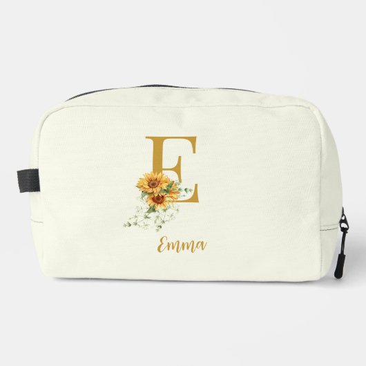 Schattigee bloemmonogram naam gepersonaliseerd toilettasje (Voorkant)