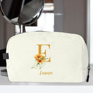 Schattigee bloemmonogram naam gepersonaliseerd toilettasje