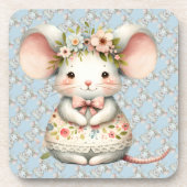 Schattigee Bloemmuis Jurk Bloemkroon Bier Onderzetter (Voorkant)