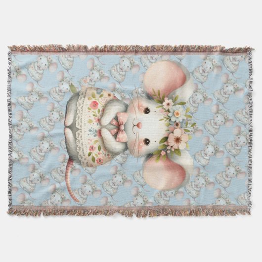 Schattigee Bloemmuis Jurk Bloemkroon Deken (Voorkant)